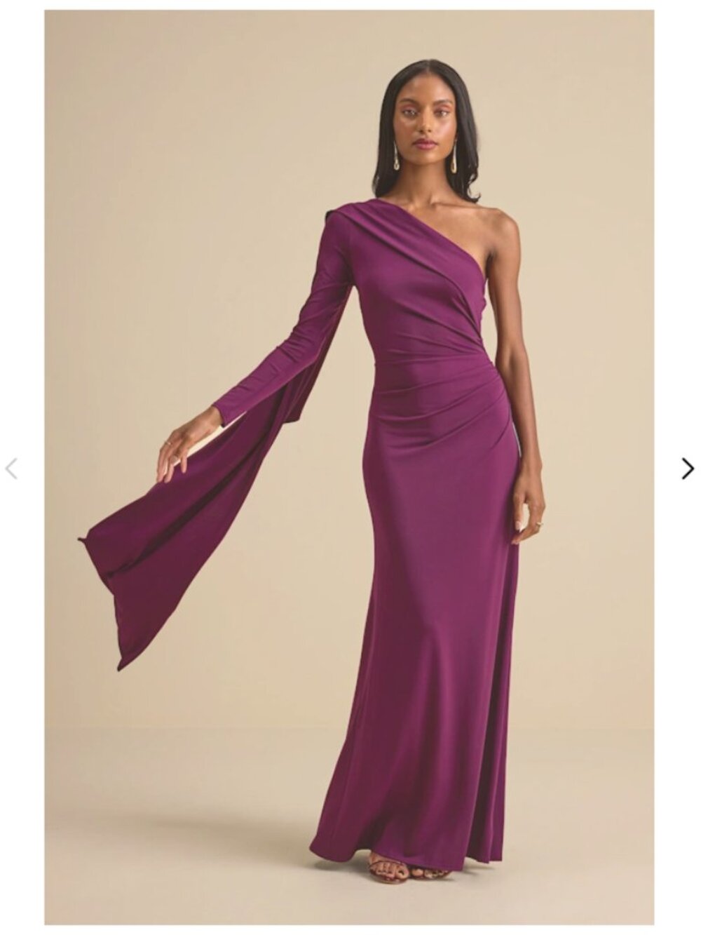 Lulus Maru Plum Purple Long Sleeve One-Shoulder Sash Maxi Dress